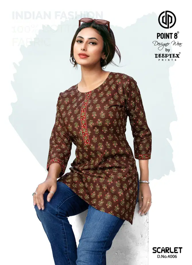 Scarlet Vol 4 By Deeptex Cotton Printed Ladies Top Wholesale Market In Surat
